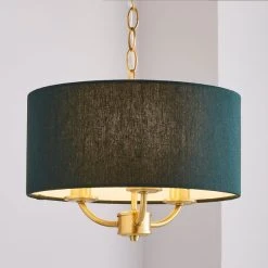 Dunelm Preston Gold Green 3 Light Pendant Fitting