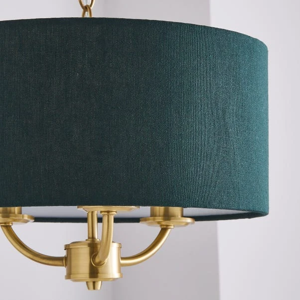 Dunelm Preston Gold Green 3 Light Pendant Fitting - Image 3
