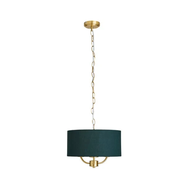 Dunelm Preston Gold Green 3 Light Pendant Fitting - Image 4