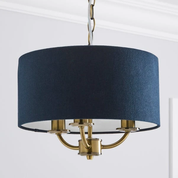 Dunelm Preston Gold And Navy 3 Light Pendant Fitting 2 Dunelm Preston Gold And Navy 3 Light Pendant Fitting - Image 2