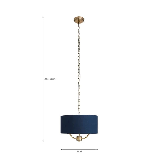 Dunelm Preston Gold And Navy 3 Light Pendant Fitting 5 Dunelm Preston Gold And Navy 3 Light Pendant Fitting - Image 5