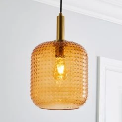 Dunelm Amber Retro 1 Light Pendant Ceiling Fitting
