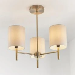 Vogue Lighting Vogue Dewey Antique Brass 3 Light Flush Ceiling Fitting