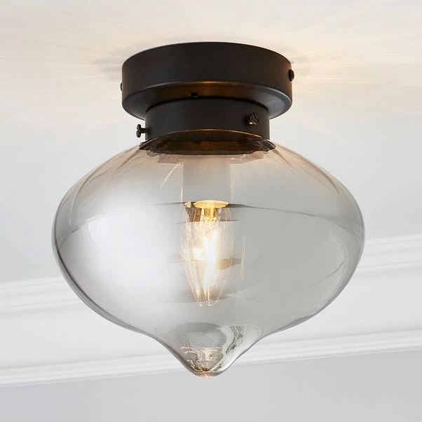 Dunelm Voyager 1 Light Smoked Flush Ceiling Fitting 1 Dunelm Voyager 1 Light Smoked Flush Ceiling Fitting