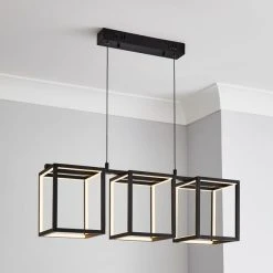Dunelm Depere 3 Light Integrated LED Black Ceiling Fitting