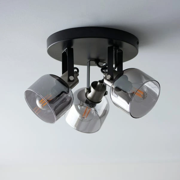 Dunelm Palazzo 3 Light Smoked Glass Spotlight 2 Dunelm Palazzo 3 Light Smoked Glass Spotlight - Image 2