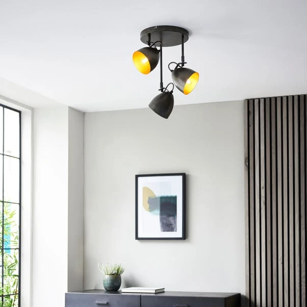Dunelm Rolton 3 Light Gunmetal Spotlight 3 Dunelm Rolton 3 Light Gunmetal Spotlight - Image 3