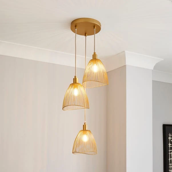 Elements Jaula Gold 3 Light Cluster Ceiling Fitting 1 Elements Jaula Gold 3 Light Cluster Ceiling Fitting