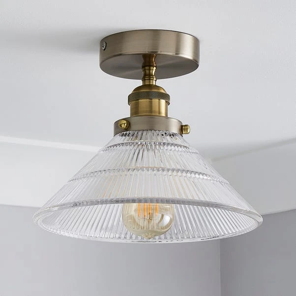 Dunelm Logan Glass 1 Light Satin Nickel Semi Flush Fitting 2 Dunelm Logan Glass 1 Light Satin Nickel Semi Flush Fitting - Image 2