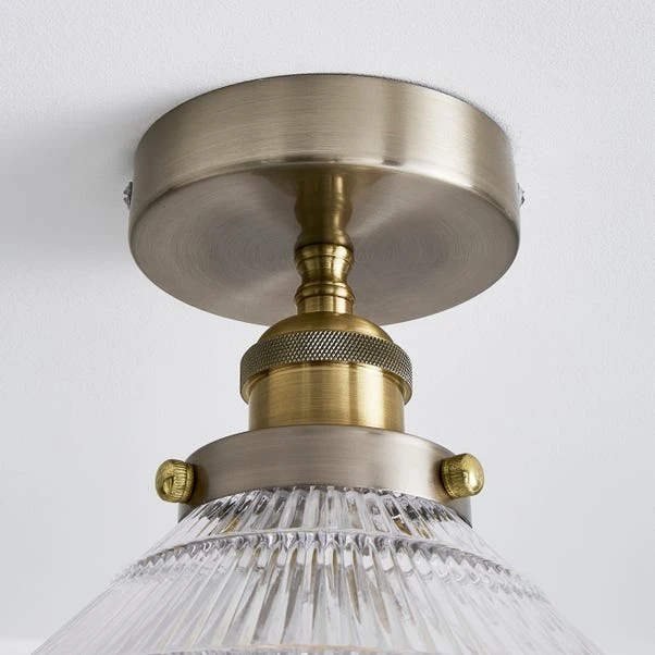 Dunelm Logan Glass 1 Light Satin Nickel Semi Flush Fitting 4 Dunelm Logan Glass 1 Light Satin Nickel Semi Flush Fitting - Image 4