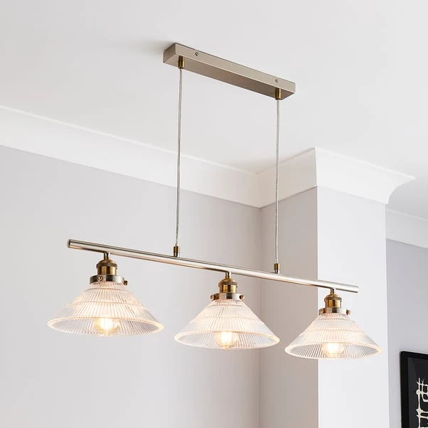 Dunelm Logan Glass 3 Light Nickel Diner Ceiling Fitting 1 Dunelm Logan Glass 3 Light Nickel Diner Ceiling Fitting