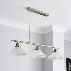 Alternative view of Dunelm Logan Glass 3 Light Nickel Diner Ceiling Fitting