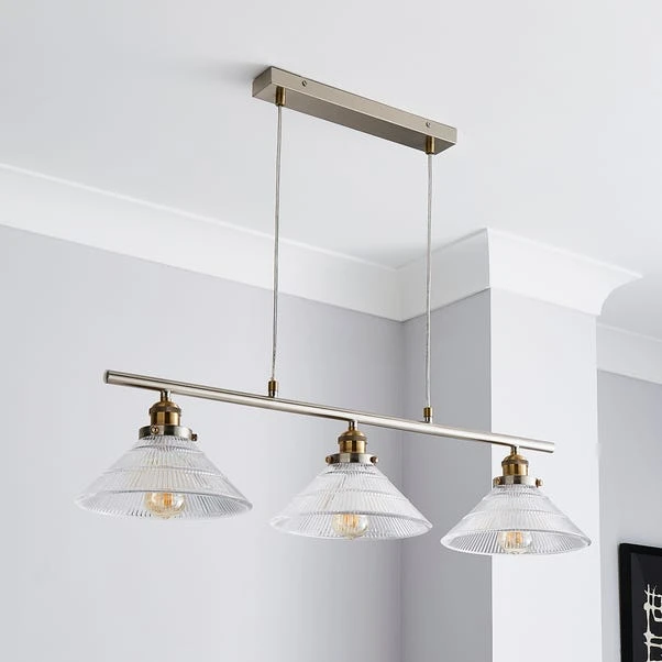 Dunelm Logan Glass 3 Light Nickel Diner Ceiling Fitting 2 Dunelm Logan Glass 3 Light Nickel Diner Ceiling Fitting - Image 2