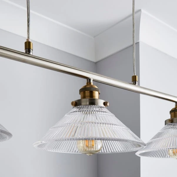 Dunelm Logan Glass 3 Light Nickel Diner Ceiling Fitting 3 Dunelm Logan Glass 3 Light Nickel Diner Ceiling Fitting - Image 3