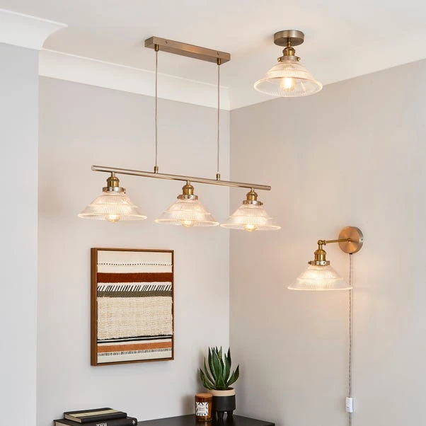 Dunelm Logan Glass 3 Light Nickel Diner Ceiling Fitting 6 Dunelm Logan Glass 3 Light Nickel Diner Ceiling Fitting - Image 6