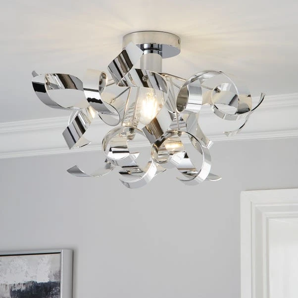 Dunelm Iris Semi Flush Ceiling Fitting 1 Dunelm Iris Semi Flush Ceiling Fitting