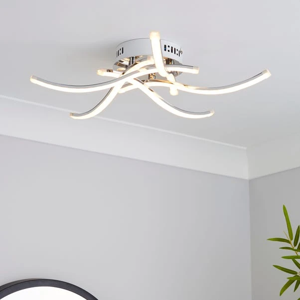 Dunelm Layla 5 Light Integrated LED Chrome Semi-Flush Ceiling Fitting 1 Dunelm Layla 5 Light Integrated LED Chrome Semi-Flush Ceiling Fitting