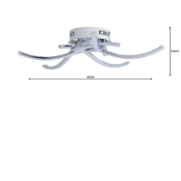 Dunelm Layla 5 Light Integrated LED Chrome Semi-Flush Ceiling Fitting 5 Dunelm Layla 5 Light Integrated LED Chrome Semi-Flush Ceiling Fitting - Image 5