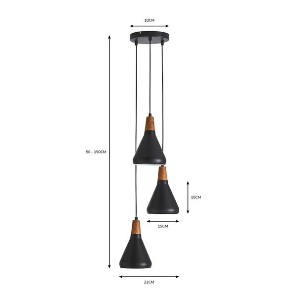 Elements Wolston 3 Light Cluster Ceiling Fitting 6 Elements Wolston 3 Light Cluster Ceiling Fitting - Image 6