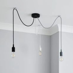 Alternative view of Dunelm Monochrome Flex 3 Light Cluster Ceiling Fitting