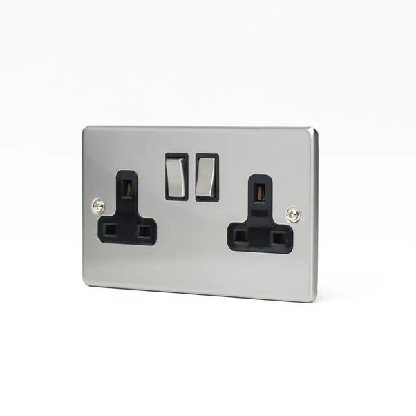 Status 2 Gang 13 Amp Stainless Steel Wall Socket 2 Status 2 Gang 13 Amp Stainless Steel Wall Socket - Image 2