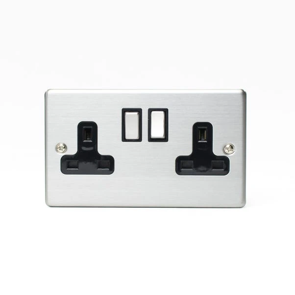 Status 2 Gang 13 Amp Stainless Steel Wall Socket 3 Status 2 Gang 13 Amp Stainless Steel Wall Socket - Image 3