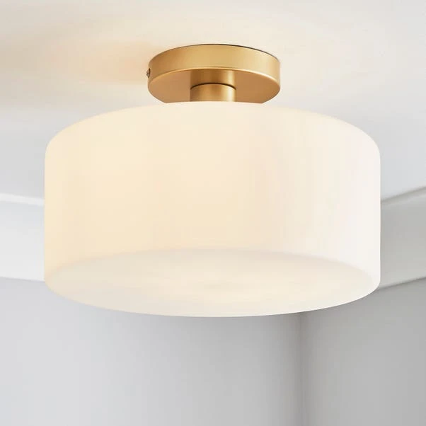 Dunelm Amelie Opal Gold Glass Flush Ceiling Fitting 1 Dunelm Amelie Opal Gold Glass Flush Ceiling Fitting