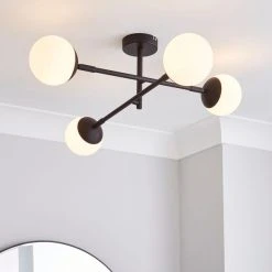 Dunelm Tela Bathroom 4 Light Ceiling Fitting Black