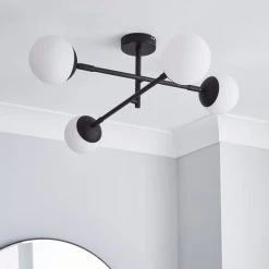 Alternative view of Dunelm Tela Bathroom 4 Light Ceiling Fitting Black