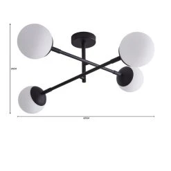 Dunelm Tela Bathroom 4 Light Ceiling Fitting Black -Lava Lamp Shop 30769125 alt07