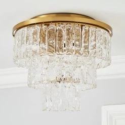 Alternative view of Dunelm Mankai Textured Glass Flush Ceiling Fitting