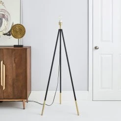 Alternative view of Dunelm Santos Tripod Black Gold Floor Lamp Base
