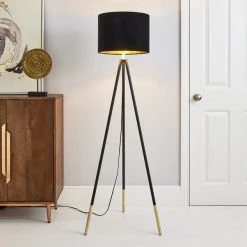 Dunelm Santos Tripod Black Gold Floor Lamp Base -Lava Lamp Shop 30770045 alt06