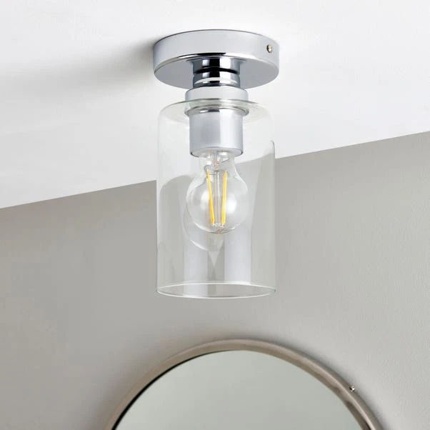 Dunelm Fryer Chrome Bathroom 1 Light Flush Ceiling Fitting 2 Dunelm Fryer Chrome Bathroom 1 Light Flush Ceiling Fitting - Image 2