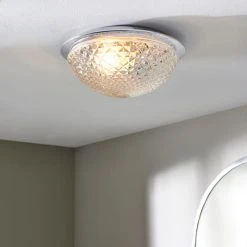 Dunelm Tropic Faceted Dome Flush Bathroom Ceiling Fitting