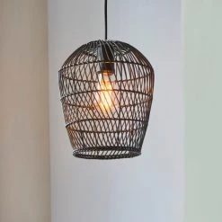 Dunelm Kirra Bathroom 1 Light Pendant Faux Rattan Ceiling Fitting