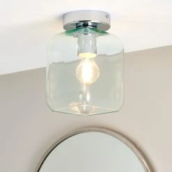 Dunelm Lucia Green Bathroom 1 Light Flush Ceiling Fitting