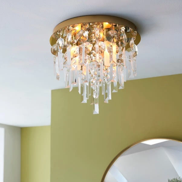 Dunelm Bel Air Satin Gold Bathroom 3 Light Flush Ceiling Fitting 1 Dunelm Bel Air Satin Gold Bathroom 3 Light Flush Ceiling Fitting
