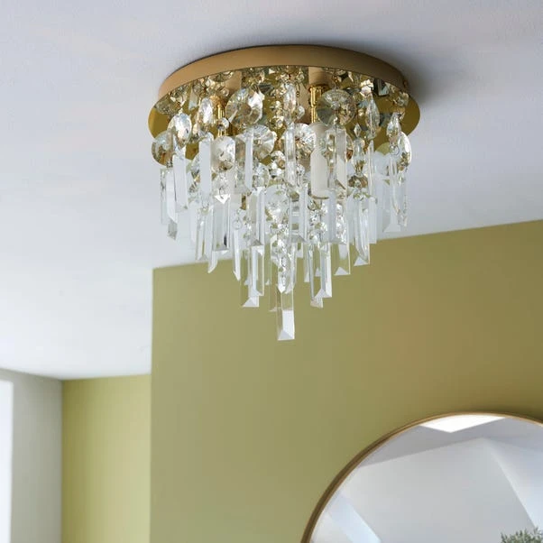 Dunelm Bel Air Satin Gold Bathroom 3 Light Flush Ceiling Fitting 2 Dunelm Bel Air Satin Gold Bathroom 3 Light Flush Ceiling Fitting - Image 2