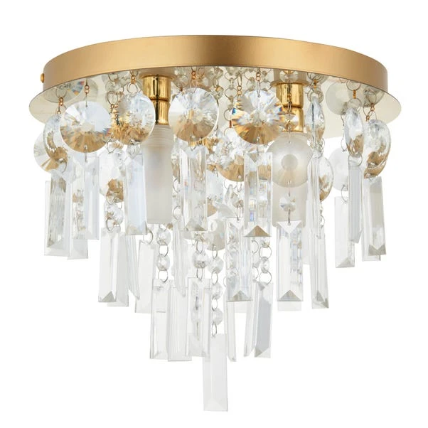 Dunelm Bel Air Satin Gold Bathroom 3 Light Flush Ceiling Fitting 6 Dunelm Bel Air Satin Gold Bathroom 3 Light Flush Ceiling Fitting - Image 6