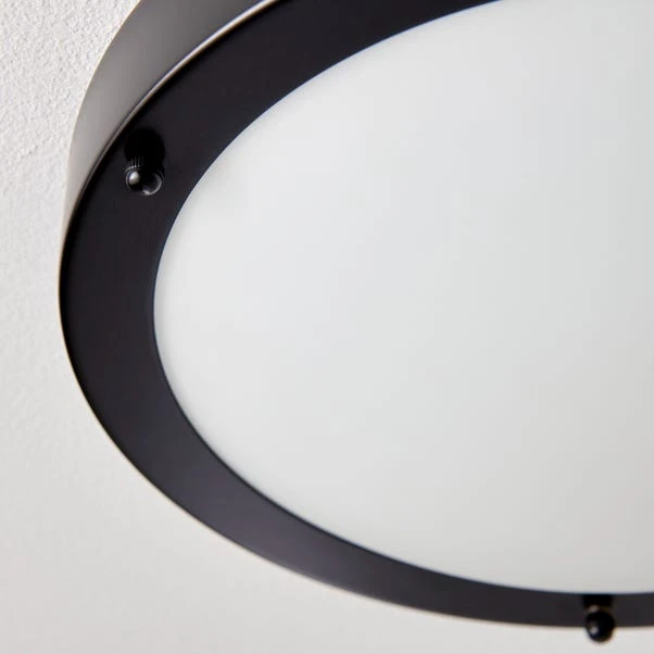 Dunelm Pluto Black Bathroom 1 Light Flush Ceiling Fitting 3 Dunelm Pluto Black Bathroom 1 Light Flush Ceiling Fitting - Image 3