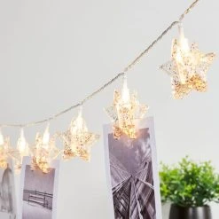 Dunelm Glitter Star Clips LED String Lights
