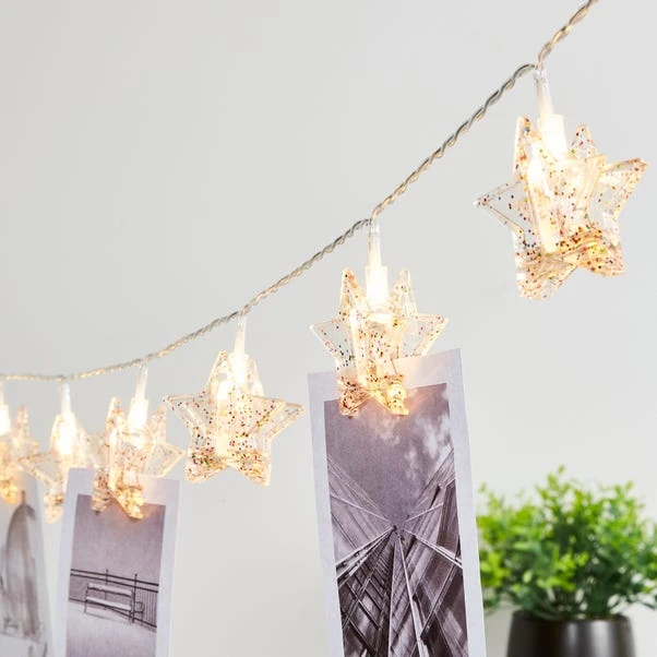 Dunelm Glitter Star Clips LED String Lights 1 Dunelm Glitter Star Clips LED String Lights