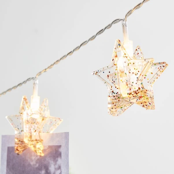 Dunelm Glitter Star Clips LED String Lights 3 Dunelm Glitter Star Clips LED String Lights - Image 3