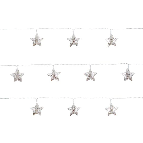 Dunelm Glitter Star Clips LED String Lights 5 Dunelm Glitter Star Clips LED String Lights - Image 5