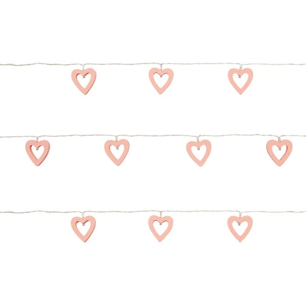 Dunelm Pink Wooden Heart LED String Lights 4 Dunelm Pink Wooden Heart LED String Lights - Image 4