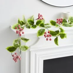 Alternative view of Dunelm Green Leaf And Berry LED String Lights
