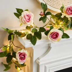 Dunelm Green Leaf And Rose LED String Lights 7 Dunelm Green Leaf And Rose LED String Lights -Lava Lamp Shop 30798504 alt02