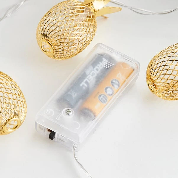 Dunelm Gold Metal Mesh Pineapple LED String Lights 4 Dunelm Gold Metal Mesh Pineapple LED String Lights - Image 4
