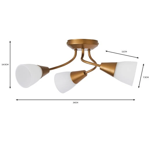 Dunelm Ordway Frosted 3 Light Ceiling Fitting 6 Dunelm Ordway Frosted 3 Light Ceiling Fitting - Image 6